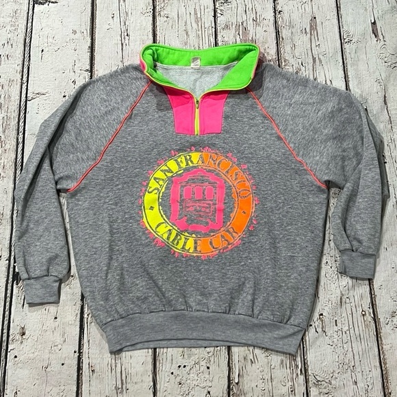 Vintage San Francisco Cable Car Travel Destination Tourism 1980s Sweatshirt - Picture 1 of 5